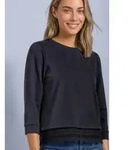STREET ONE 3/4-Arm-Shirt mit Spitzenkante am Saum / mit Stretch blau 34 EU