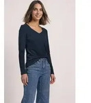 STREET ONE Langarmshirt in Unifarbe blau 34 EU