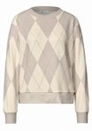 STREET ONE Langarmshirt Shirt mit Argyle-Muster und Schmucksteinen