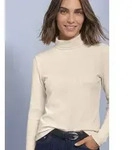 STREET ONE Langarmshirt in Unifarbe mit Rollkragen beige 34 EU