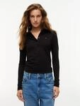 Langarm-Poloshirt TOMMY JEANS "TJW SLIM ESSENTIAL LS POLO", Damen, Gr. XS (34),