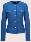 Jerseyblazer MADELEINE "Blazer Eleganter Kurzblazer ohne Kragen", Damen, Gr. 42, blau