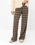 Brax 5-Pocket-Hose Style MAINE Wool Look Check: Palazzhose im Wide Leg
