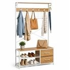 relaxdays Garderobenst&auml;nder mit Schuhregal, (1 St), Holzoptik-Wei&szlig;