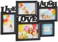 relaxdays Staffelbilderrahmen Bilderrahmen Live Love Laugh, f&uuml;r 5 Bilder (1...