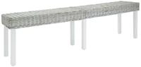 vidaXL Sitzbank Sitzbank Wei&szlig; 160x35x45 cm Natur Kubu Rattan & Massivholz...
