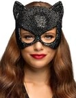 Boland Verkleidungsmaske Black Cat Glitzermaske, Strassbesetzte, funkelnde