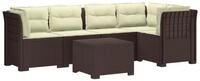 vidaXL Sofaelement 5-Sitzer Gartensofa mit Kissen Rattan-Look PP Braun
