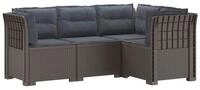 vidaXL Sofaelement 4-Sitzer Gartensofa mit Kissen Rattan-Look PP Hellgrau