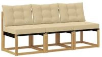 vidaXL Sofaelement 3 stk. Outdoor Mittelsofa Massivholz und Textilene Stoff (3...