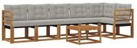 vidaXL Gartenlounge-Set Outdoor-Sofagarnitur 7 stk. Nat&uuml;rlich und Hellgrau,...