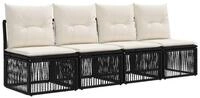 vidaXL Loungesofa 4-Sitzer-Sofa 4 stk. 4-Sitzanzahl Schwarz Poly-Rattan, 4 Teile