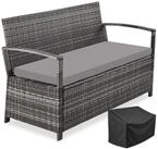 tectake Gartenbank Polyrattanbank 2-Sitzer wetterfest mit Stauraum und