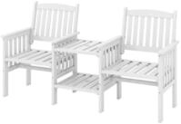 COSTWAY Gartenbank, mit Tisch, 2-Sitzer Bank mit 5cm Schirmloch, bis 330 kg