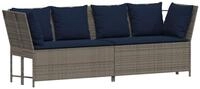 vidaXL Loungesofa Gartensofa mit Kissen Grau Poly Rattan, 1 Teile