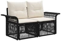 vidaXL Loungesofa Garten-Sofa 2-Sitzanzahl Schwarz Poly-Rattan