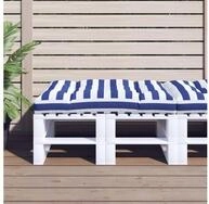 vidaXL Sitzkissen vidaXL Palettenkissen Blau Wei&szlig; Gestreift 120x80x12 cm Stoff