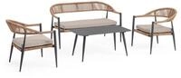 Feeling4Home Gartenlounge-Set Jandia 4er Gruppe, Anthrazit / Natur, 2x Sessel,...