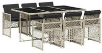 LuxusKollektion Garten-Essgruppe Essgruppe 7tlg Tisch 6St&uuml;hle Kissen Hellgrau...