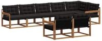 vidaXL Gartenlounge-Set Outdoor-Sofagarnitur 8 stk. Nat&uuml;rlich und Schwarz,...