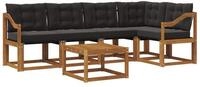 vidaXL Gartenlounge-Set Outdoor-Sofagarnitur 6 stk. Nat&uuml;rlich und Schwarz,...