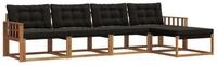 vidaXL Gartenlounge-Set Outdoor-Sofagarnitur 5 stk. Nat&uuml;rlich und Schwarz,...