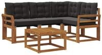 vidaXL Gartenlounge-Set Outdoor-Sofagarnitur 5 stk. Nat&uuml;rlich und Schwarz,...