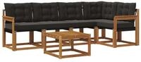 vidaXL Gartenlounge-Set Outdoor-Sofagarnitur 6 stk. Nat&uuml;rlich und Schwarz,...