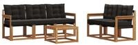 vidaXL Gartenlounge-Set Outdoor-Sofagarnitur 6 stk. Nat&uuml;rlich und Schwarz,...