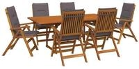 vidaXL Gartenlounge-Set 7-teiliges Garten Essset Natur Massivholz