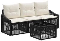 vidaXL Gartenlounge-Set Gartensofa-set 4 stk. Schwarz Poly-Rattan, (4-tlg)
