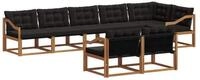 vidaXL Gartenlounge-Set Outdoor-Sofagarnitur 8 stk. Nat&uuml;rlich und Schwarz,...