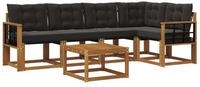 vidaXL Gartenlounge-Set Outdoor-Sofagarnitur 6 stk. Nat&uuml;rlich und Schwarz,...