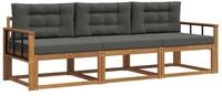 vidaXL Gartenlounge-Set Outdoor-Sofagarnitur 3 stk. Natur und Anthrazit, (3-tlg)