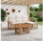 vidaXL Gartenlounge-Set vidaXL Gartensofa-set 5 stk. Nat&uuml;rlich und Cremwei&szlig;