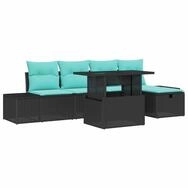 vidaXL Gartenlounge-Set Gartensofa-set 6 stk. Schwarz Poly-Rattan, (6-tlg)