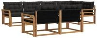 vidaXL Gartenlounge-Set Outdoor-Sofagarnitur 7 stk. Nat&uuml;rlich und Schwarz,...