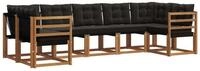 vidaXL Gartenlounge-Set Outdoor-Sofagarnitur 7 stk. Nat&uuml;rlich und Schwarz,...