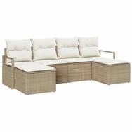 vidaXL Gartenlounge-Set Sofa Set 6 stk. Beige [Synthetisch]: Poly Rattan,...