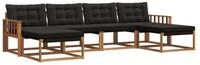 vidaXL Gartenlounge-Set Outdoor-Sofagarnitur 6 stk. Nat&uuml;rlich und Schwarz,...