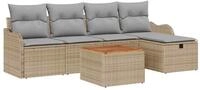 vidaXL Gartenlounge-Set Gartensofa-set 6 stk. Beige Poly Rattan, (6-tlg) beige
