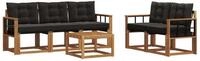 vidaXL Gartenlounge-Set Outdoor-Sofagarnitur 6 stk. Nat&uuml;rlich und Schwarz,...