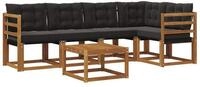 vidaXL Gartenlounge-Set Outdoor-Sofagarnitur 6 stk. Nat&uuml;rlich und Schwarz,...