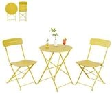 LuxusKollektion Balkonset Bistro Set 2 St&uuml;hle Balkonm&ouml;bel Wetterfest Gelb mit...