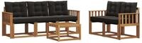 vidaXL Gartenlounge-Set Outdoor-Sofagarnitur 6 stk. Nat&uuml;rlich und Schwarz,...