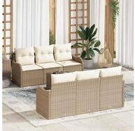 vidaXL Gartensofa, Gartensofa-set Beige 55 x 55 x 37 cm Poly-Rattan