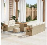 vidaXL Gartensofa, Gartensofa-set mit Kissen 10 pcs Beige und Creme