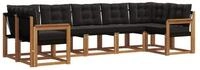 vidaXL Gartenlounge-Set Outdoor-Sofagarnitur 7 stk. Nat&uuml;rlich und Schwarz,...