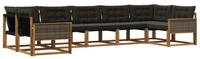 vidaXL Gartenlounge-Set Outdoor-Sofagarnitur 7 stk. Nat&uuml;rlich und Schwarz,...