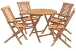 vidaXL Gartenlounge-Set 5-teiliges klappbares Garten-Bistro-Set Natur Massivholz